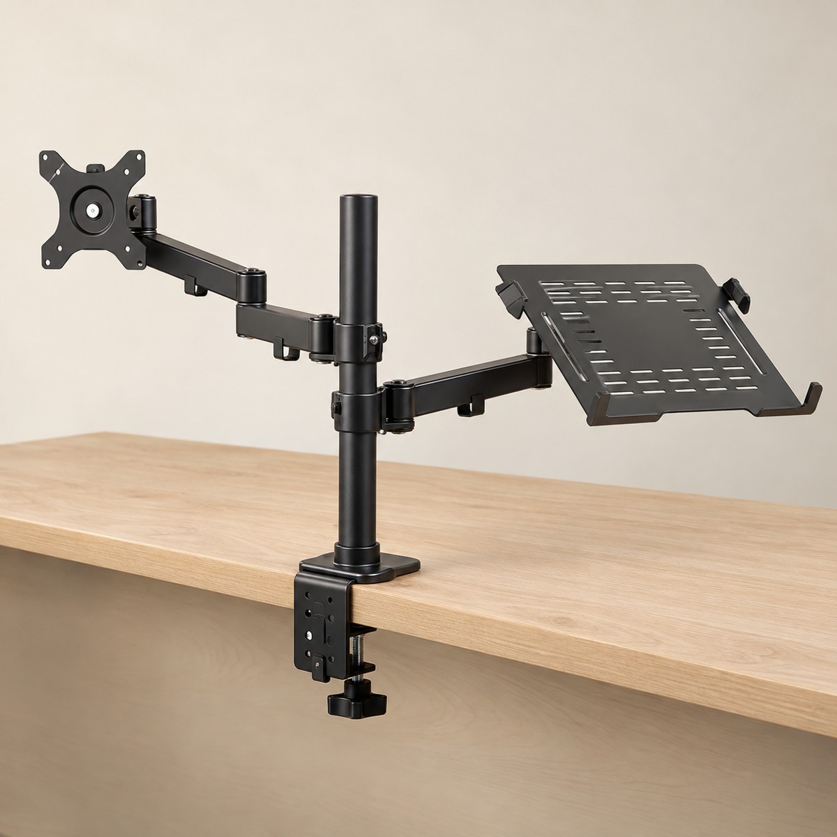 Monitor Arm with Laptop Tray | Dual Screen Desk Setup